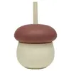 OYOY Mini Tasse en silicone avec paille Mushroom Red