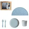 Mushie Giftbox Kinderservies Rond - Powder Blue