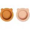 Liewood Peony Kommen Met Zuignap 2-Pack - Mustard / Tuscany Rose Mix