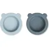 Liewood Peony Kommen Met Zuignap 2-Pack - Sea Blue/Whale Blue Mix