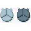 Liewood Lot de 2 assiettes à compartiments ventouse Stacy Sea blue whale blue mix