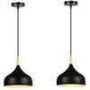 Wottes - Lustre Suspension Moderne E27 Lampe Suspension Métal Bois Sus...