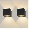 WOTTES LED Applique Murale Moderne Lamp Murale Veilleuse Up Down Noir 12W Lumière Blanche Chaude - 2Pcs