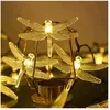 ENSOLEILLE Lumineuse Solaire 50 led Libellule Guinguette Extérieur Blanc Chaud Flash Libellule Lampe Solaire Décoration avec 8 Modes Lumière Eclairage Etanche