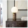 Nordlux Lilly-tafellamp-E14-opaal glas-bruin marmer