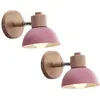 WOTTES Applique Murale Rétro E27 Intérieur Lampe Murale Fer Forgé Bois Luminaire Murale Rose Chambre Salon Couloir Ø15CM - 2Pcs