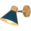 WOTTES Appliques Murales Vintages Industrielles Lampe Murale en Métal et Bois Suspension Luminaire Réglable Bleu Ø17,5CM - 1Pcs