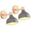 Wottes - 2× Applique Murale Réglable en Bois Métal Rétro E27 Décoratio...