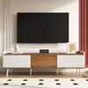 Meuble TV - MODERNLUXE - 160x39x49.5 cm - 3 portes - Blanc + Naturel -...