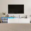 Meuble TV - MODERNLUXE - 170x33x33.5 cm - LED - 2 tiroirs - Étagères e...