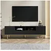 MODERNLUXE Meuble TV 165cm - moderne - pieds dorés et jante dorée - fonction de rangement - panneaux de particules - noir