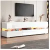 MODERNLUXE Meuble TV 160cm pour TV 70" avec LED - 2 portes & 1 tiroir - Blanc
