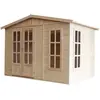 TIMBELA Abri de jardin en bois 6 m2 - l332xP222xH232cm - Cabanon jardin extérieur avec sol - Cabane de jardin - Chalet de Loisirs - Maison d'été en bois