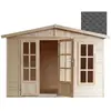 TIMBELA Abri de jardin en bois 6 m2 - l332xP222xH232cm - Cabanon jardin extérieur avec sol - Cabane de jardin - Chalet de Loisirs - Maison d'été en bois