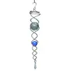 Spin Art windspinner twister RVS - 30cm lang - facetkogels blauw