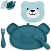 Set repas en silicone Ourson Bleu (4 pièces)