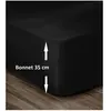 LOVELY HOME Drap Housse 100% Coton 180x200cm - Bonnet 35cm - Noir