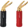 Fiches bananes QED Fourche Screwloc 1890 (lot de 4 : 2 rouges / 2 noires)
