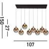 Alchemy Hanglamp 8 lichts zwart/goud met amber glas 3000k - Modern - S...