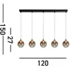Alchemy Hanglamp 5 lichts zwart/goud met amber glas 3000k - Modern - S...