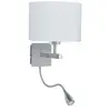 Searchlight - Applique 60W, bras double argent satiné, bras led Flexi nickelé mat