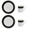 Mikasa Miksa Luxe Deco Set de tasses à espresso et soucoupes en Chine, 2x tasses à espresso et soucoupes avec motif à rayures, tasses à café de 100ml - Emballage cadeau et lavable au lave-vaisselle