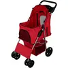MonsterShop Poussette pour animaux - Rouge - Pliable - Acier robuste - Capacité 15kg - Panier & porte-gobelet