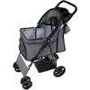 Monster Shop NL Opvouwbare Hondenbuggy met Organizer Tas, Veiligheidshaak, Kap, Mand en Regenhoes - Ruitblauw, Draagvermogen 15 kg