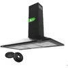Hotte Murale 90cm CIARRA Classe A++ 370m3/h avec Filtres au charbon Recyclage ou Evacuation Noir