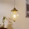 Pineapple - Abat-jour en verre nervuré à 1 lumière, laiton antique, E2...