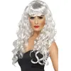 Smiffys Perruque de sirène, blanche, cheveux longs, bouclés avec frange