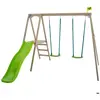 Station thymélée tp toys 2 balancoires / toboggan / kit d'ancrage h.20...