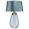 Elstead Lena Grande lampe de table bleue à 2 lumières, verre teinté bl...