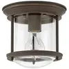 ELSTEAD Lampe de plafond de Quintatesse Hadrien E27 40W IP44 Steel, huile de bronze frottée Verre transparent h: 18,5 cm Ø19.6 cm