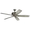 KICHLER Ventilateur de plafond Monarch II Ø132 cm pour l'intérieur en étain antique brun, cerise en bois foncé / noyer blanc avec télécommande
