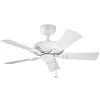 KICHLER Ventilateur de plafond Kevlar Ø107cm en aluminium Mattweiss IP44 pour la zone intérieure et extérieure avec une chaîne de traction
