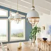 ELSTEAD Lampes suspendues de Quintatesse Tollis E27 40W Steel, laiton et blanc Verre côtelée transparente H: 60,6 cm Ø40,8 cm Hauteur dimmable réglable