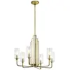ELSTEAD Quintatesse Kronleuchter Kimrose E14 40W Steel, laiton brossé Verre transparent, ondulé H: 52,6 cm Ø68,6 cm réglable de hauteur dimmable