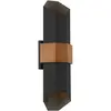 Quoizel LED Wand Buitenlamp Chasm | 9.5W 3000K Lm 830 | IP44 | Dimbaar | Matte Black (with painted wood effect strap)