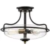 QUOIZEL Plafond Griffin E27 40W Acier, verre transparent Bronze palladien avec accents en laiton altéré b: 42.2 cm Ø42.2 cm Dimmable