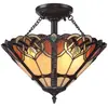 Quoizel Tifanny LED Plafondlamp Cambridge | 2X E27 Max 60W | Dimbaar | Vintage Bronze
