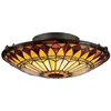 QUOIZEL Plafonnier - West End - Multicolore - Bronze - Verre Tiffany - 2 ampoules E27