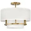 ELSTEAD Plafonnier graham E14 3x40W acier laiton peint, polycoton H:35,9cm L:40,6cm dimmable