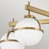 ELSTEAD Plafonnier salle de bain hollis E14 5x40W IP44 acier laiton, verre opale gravé H:30,5cm L:81,3cm dimmable