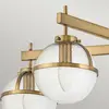ELSTEAD Plafonnier salle de bain hollis E14 5x40W IP44 acier laiton, verre bulle transparent H:30,5cm L:81,3cm dimmable