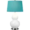 ELSTEAD Lampe de table isla E27 1x60W céramique/acier blanc/nickel poli, soie artificielle vert H:64cm L:36cm Ø36cm avec interrupteur