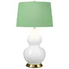 ELSTEAD Lampe de table isla E27 1x60W céramique/acier blanc/vieux laiton, soie artificielle vert gombo H:64cm L:36cm Ø36cm avec interrupteur
