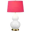 ELSTEAD Lampe à poser isla E27 1x60W céramique/acier blanc/vieux laiton, soie artificielle rose, canneberge H:64cm L:36cm Ø36cm avec interrupteur