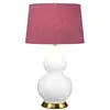 ELSTEAD Lampe de table isla E27 1x60W céramique/acier blanc/vieux laiton, soie artificielle violet H:64cm L:36cm Ø36cm avec interrupteur