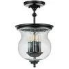 FEISS Plafonnier pickering lane E14 3x40W acier noir, verre bullé clair H:42,7cm L:25,4cm dimmable